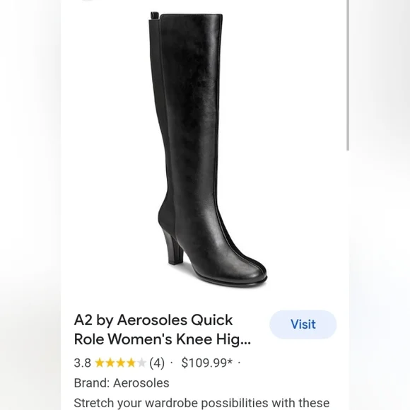 A2 By Aerosoles Heel rest Genuine Leather Knee boots Size 7 - Picture 8 of 8